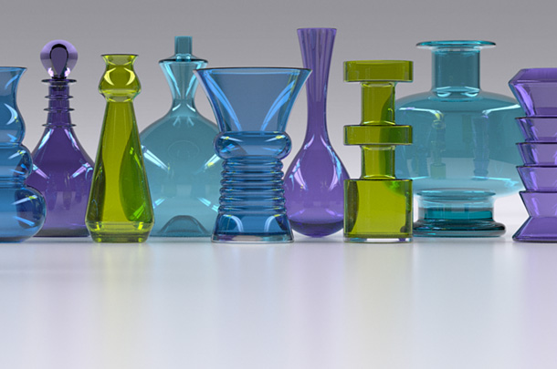 Selection of glass vases used for a website design