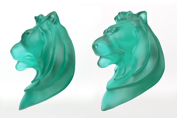 Glass lion sculpture