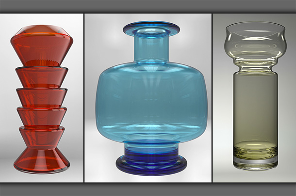 Selection of glass mid-century modern vases
